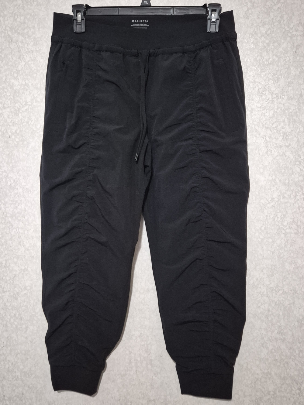 Athleta Black Women's Attitude Lined Ruched Jogger Pants-Size:14